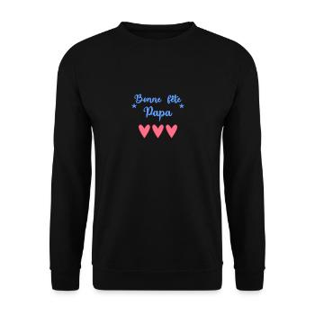 FÊTE DES PÈRES. BONNE FÊTE PAPA. PAPA. BONNE FÊTE - Sweat-shirt Unisexe - noir - Devant - Alina (178cm) & Michal (187cm)