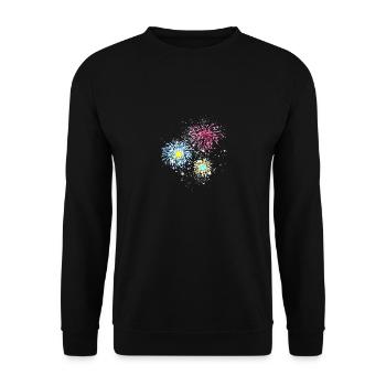 Feux d’artifice, fusées, étoiles, réveillon du Nouvel An, graffitis, colorés - Sweat-shirt Unisexe - noir - Devant - Alina (178cm) & Michal (187cm)