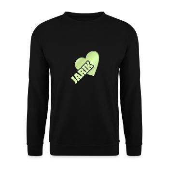 Geschenk für Jarik - Unisex Pullover - Schwarz - Vorne - Alina (178cm) & Michal (187cm)