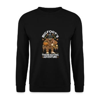 Bigfoot Thanksgiving Pilger - Unisex Pullover - Schwarz - Vorne - Alina (178cm) & Michal (187cm)