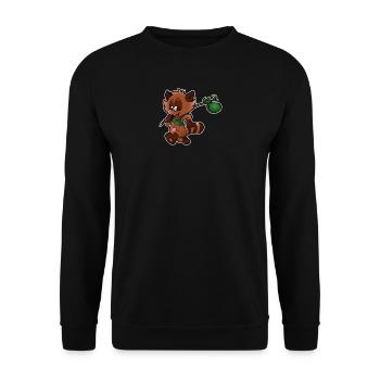Waschbär Comic - Unisex Pullover - Schwarz - Vorne - Alina (178cm) & Michal (187cm)