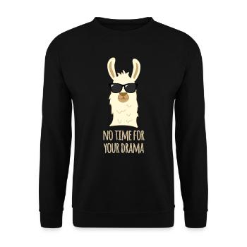 Lama Llama Drama No Prob Gift - Unisex Sweatshirt - black - Front - Alina (178cm) & Michal (187cm)
