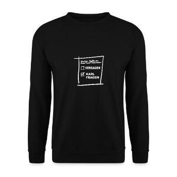 Karl Fragen - Unisex Pullover - Schwarz - Vorne - Alina (178cm) & Michal (187cm)