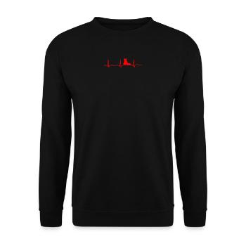 ECG HEARTBEAT WALLSHACK Red - Unisex Sweatshirt - black - Front - Alina (178cm) & Michal (187cm)