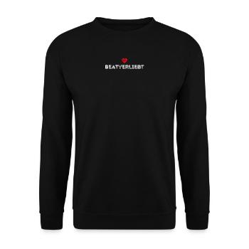 Beatverliebt lustiges Musik Shirt Geschenk Techno - Unisex Pullover - Schwarz - Vorne - Alina (178cm) & Michal (187cm)