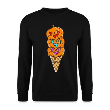 Kürbis Eistüte Halloween - Unisex Pullover - Schwarz - Vorne - Alina (178cm) & Michal (187cm)