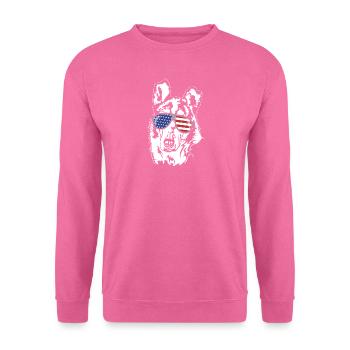 Kurzhaarcollie Collie Amerika Fahne Hunde Wilsigns - Unisex Pullover - Pink - Vorne