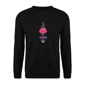 Ethereal Lotus Flower Symbol - Unisex Sweatshirt - black - Front - Alina (178cm) & Michal (187cm)