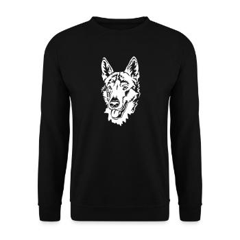 Tschechischer Wolfhund Kopf "Black Edition" - Unisex Pullover - Schwarz - Vorne - Alina (178cm) & Michal (187cm)