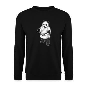 Panda Karate Kampfsport - Unisex Pullover - Schwarz - Vorne - Alina (178cm) & Michal (187cm)