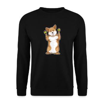 Corgi Musician Rattle Music - Unisex Sweatshirt - black - Front - Alina (178cm) & Michal (187cm)