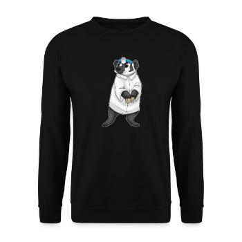 Dachs Arzt Arztkittel - Unisex Pullover - Schwarz - Vorne - Alina (178cm) & Michal (187cm)
