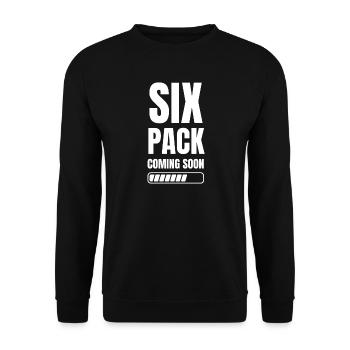 Six Packcoming soon! Fitness Motivation - Unisex Pullover - Schwarz - Vorne - Alina (178cm) & Michal (187cm)
