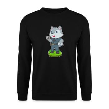 Wolf Polizist Handschellen Polizei - Unisex Pullover - Schwarz - Vorne - Alina (178cm) & Michal (187cm)