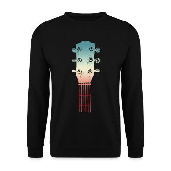 Skizze einer Gitarrenkopfplatte - Unisex Pullover - Schwarz - Vorne - Alina (178cm) & Michal (187cm)