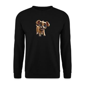 Chipper Pup Cartoon Tee - Unisex Sweatshirt - black - Front - Alina (178cm) & Michal (187cm)