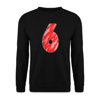 Nummer 6 Muster Rot - Unisex Pullover - Schwarz - Vorne - Alina (178cm) & Michal (187cm)
