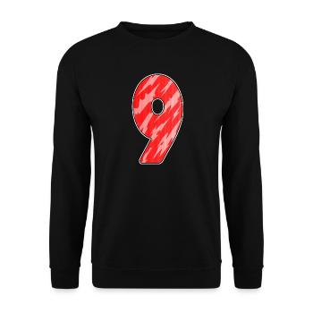 Zahl 9 - Neun - 9 Motiv Rot Muster - Unisex Pullover - Schwarz - Vorne - Alina (178cm) & Michal (187cm)