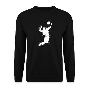 Volleyball Angriff Explosion Beachvolleyball Logo - Unisex Pullover - Schwarz - Vorne - Alina (178cm) & Michal (187cm)