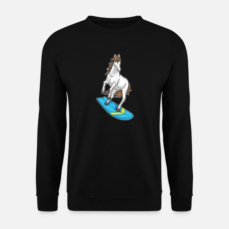 Pferd Surfer Surfbrett - Unisex Pullover - Schwarz