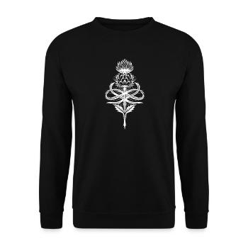 Distel Tribal mit Infinity Symbol - Unisex Pullover - Schwarz - Vorne - Alina (178cm) & Michal (187cm)