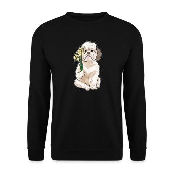 Shih Tzu Narcisse - Sweat-shirt Unisexe - noir - Devant - Alina (178cm) & Michal (187cm)
