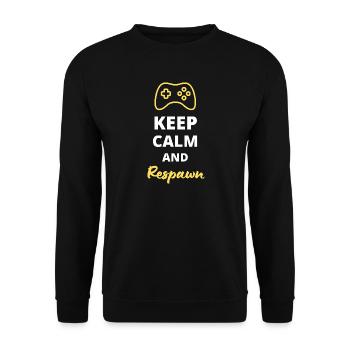 Bleib ruhig und respawne - Unisex Pullover - Schwarz - Vorne - Alina (178cm) & Michal (187cm)