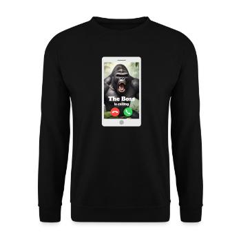 Dein Chef ruft dich an! - Unisex Pullover - Schwarz - Vorne - Alina (178cm) & Michal (187cm)