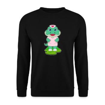 Krokodil Krankenschwester - Unisex Pullover - Schwarz - Vorne - Alina (178cm) & Michal (187cm)
