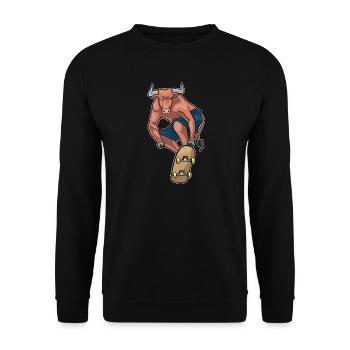 Bull Skater Skateboard - Unisex Sweatshirt - black - Front - Alina (178cm) & Michal (187cm)