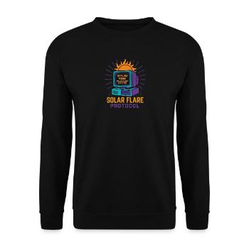 Retro Tech Solar Flare Protokoll T-Shirt - Unisex Pullover - Schwarz - Vorne - Alina (178cm) & Michal (187cm)