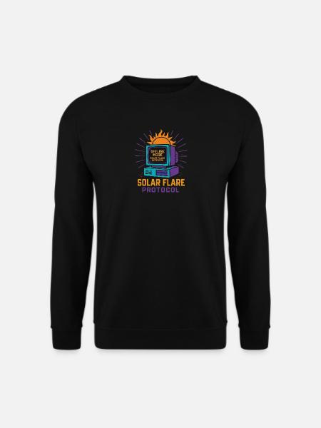 Retro Tech Solar Flare Protokoll T-Shirt - Unisex Pullover - Schwarz