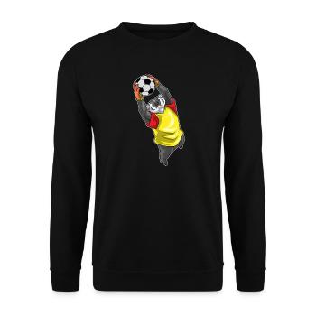 Dachs Torwart Fußball - Unisex Pullover - Schwarz - Vorne - Alina (178cm) & Michal (187cm)