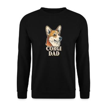 Corgi Dad Portrait Retro for Corgi Owners - Unisex Sweatshirt - black - Front - Alina (178cm) & Michal (187cm)