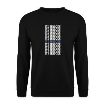 Typographic Phrase Repeated Genocide - Unisex Sweatshirt - black - Front - Alina (178cm) & Michal (187cm)