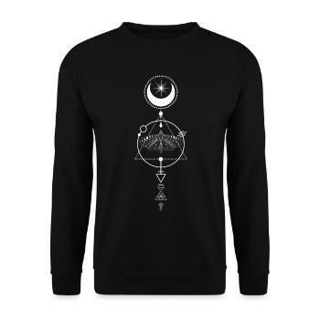 Alchemie der Himmlischen Motte Glyphe - Unisex Pullover - Schwarz - Vorne - Alina (178cm) & Michal (187cm)