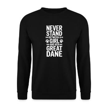 Deutsche Dogge Spruch Lustiges Dogge Geschenk - Unisex Pullover - Schwarz - Vorne - Alina (178cm) & Michal (187cm)