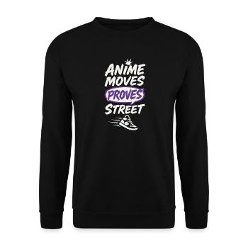 Anime Dance Streetwear Manga Hip Hop Otaku Crew - Unisex Pullover - Schwarz - Vorne - Alina (178cm) & Michal (187cm)