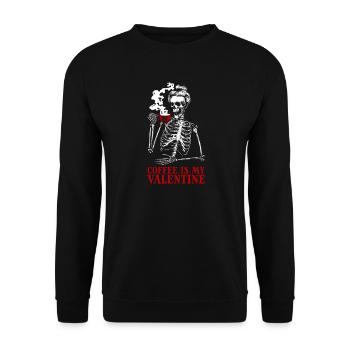 Coffee Is My Valentine's Day – Skeleton Coffee for F - Unisex Sweatshirt - black - Front - Alina (178cm) & Michal (187cm)