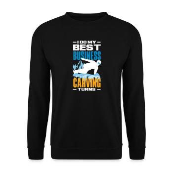 Snowboarding Snowboard Meeting Chairlift - Unisex Sweatshirt - black - Front - Alina (178cm) & Michal (187cm)