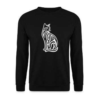 Just a White Cat #1 | N-imal_Wears - Unisex Pullover - Schwarz - Vorne - Alina (178cm) & Michal (187cm)