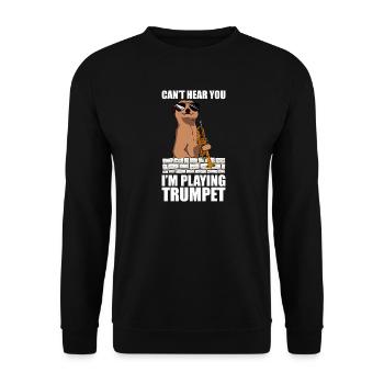 Je ne t’entends pas, trompettiste - Sweat-shirt Unisexe - noir - Devant - Alina (178cm) & Michal (187cm)