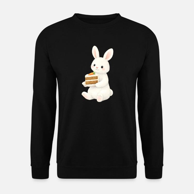 Hase mit Karottenkuchen Illustration  - Unisex Pullover - Schwarz
