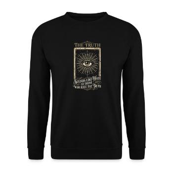 Vintage Esoteric Eye Of Providence Truth Quote - Unisex Sweatshirt - black - Front - Alina (178cm) & Michal (187cm)