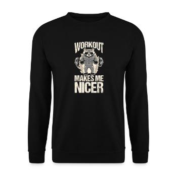 Trash Panda GYM Workout Raccoon - Unisex Pullover - Schwarz - Vorne - Alina (178cm) & Michal (187cm)
