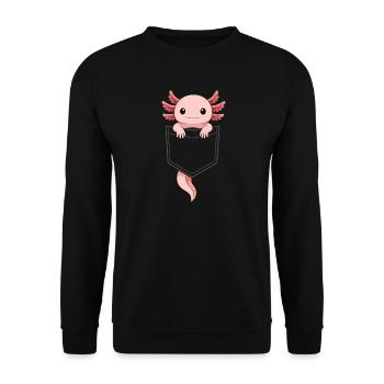 Mignon Axolotl qui sort de sa poche - Sweat-shirt Unisexe - noir - Devant - Alina (178cm) & Michal (187cm)