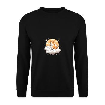 Japanese dog Shiba Inu angel sky reminder - Unisex Sweatshirt - black - Front - Alina (178cm) & Michal (187cm)