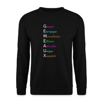 GEMEAUX Géniale Energique Merveilleuse Efficace - Sweat-shirt Unisexe - noir - Devant - Alina (178cm) & Michal (187cm)