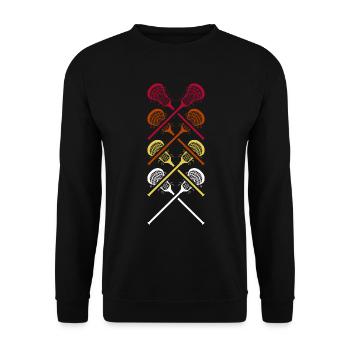 Lacrosse Retro Lacrosse Racket Lacrosse Player - Unisex Sweatshirt - black - Front - Alina (178cm) & Michal (187cm)