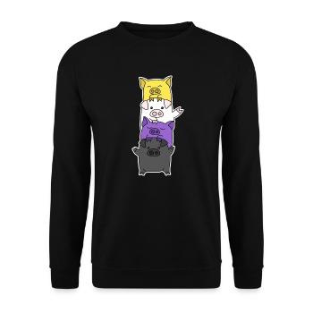 Nichtbinäres Flaggenschwein-Design für Enbys - Unisex Pullover - Schwarz - Vorne - Alina (178cm) & Michal (187cm)